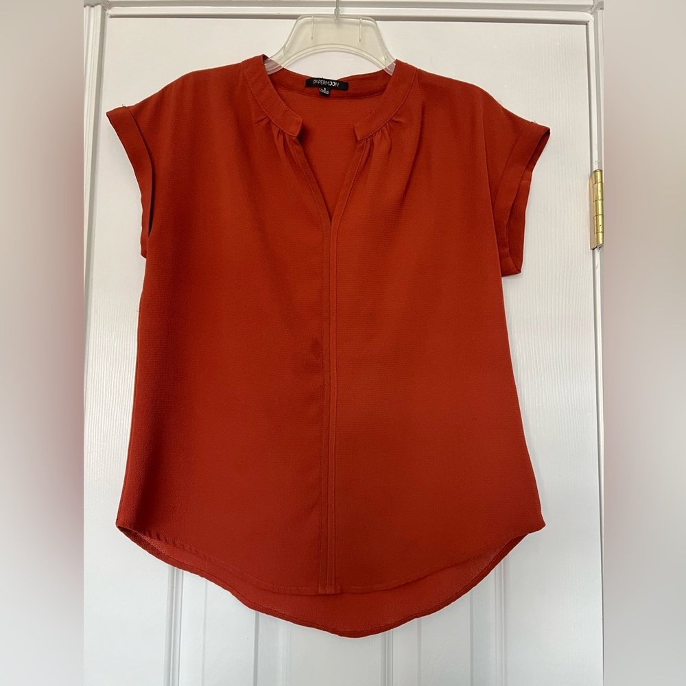 Papermoon Womens Top, Size Small, burnt orange / rust color